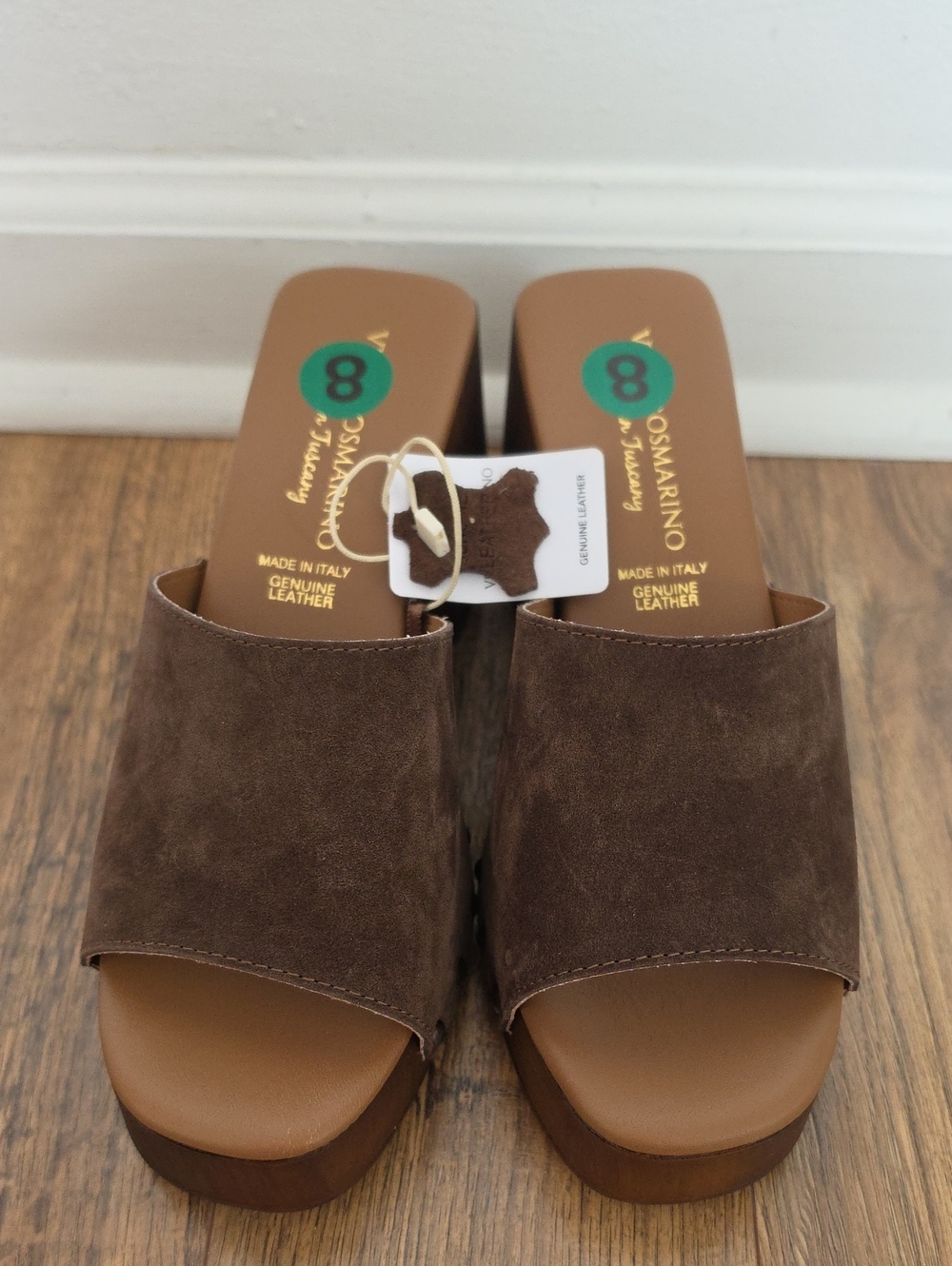 Brown Suede Slide Sandals